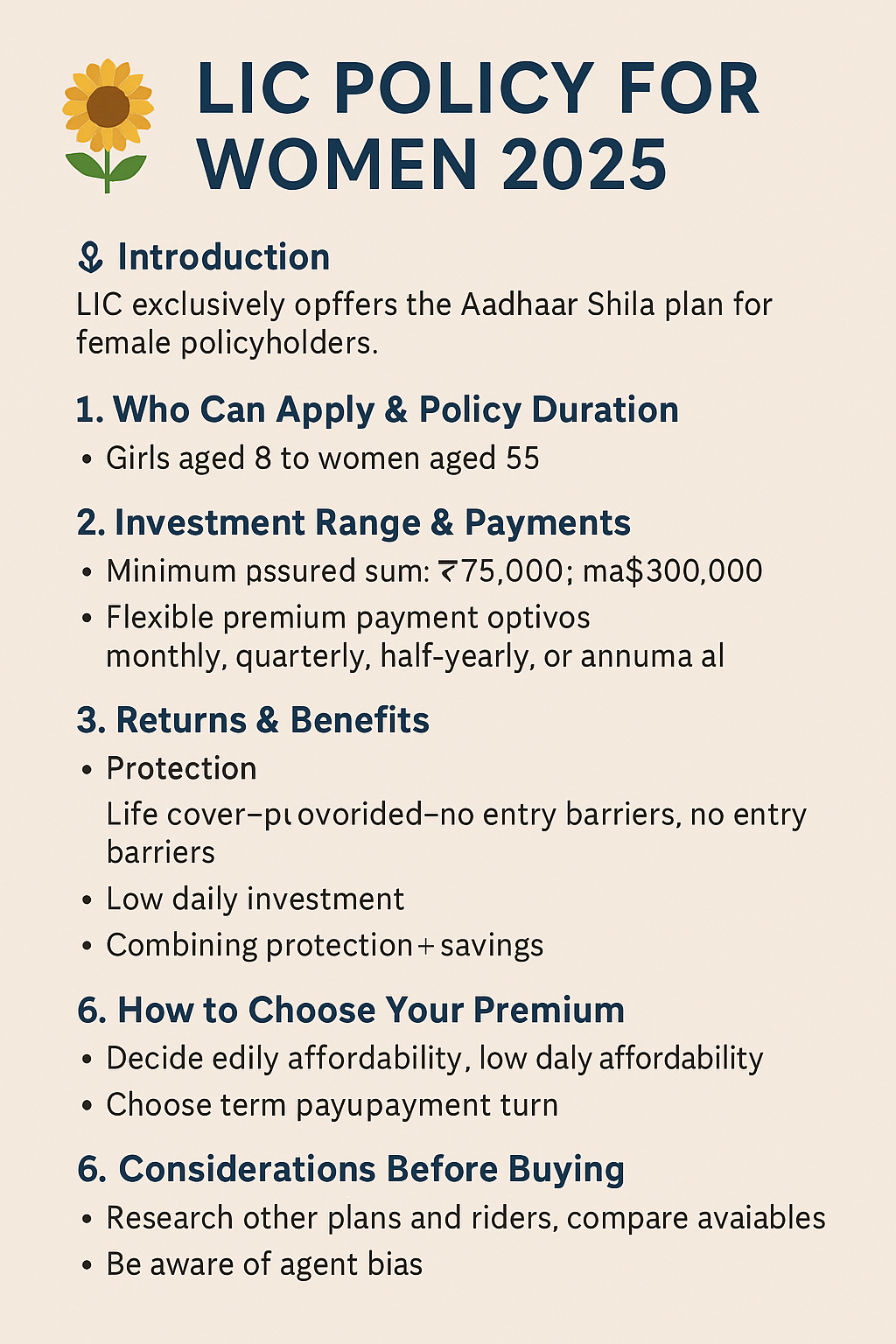 LIC Policy for Women